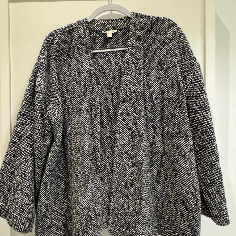 Eileen Fisher soft organic cotton Women's Black and White jacket Large